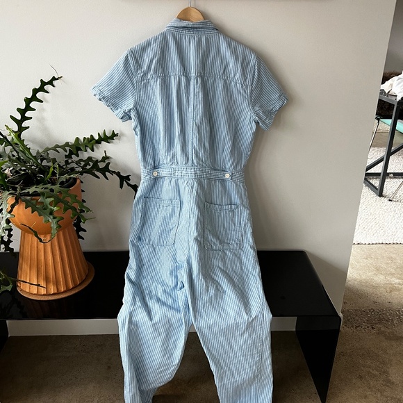 Outerknown Blue & White striped shortsleeve jumpsuit - Picture 2 of 6